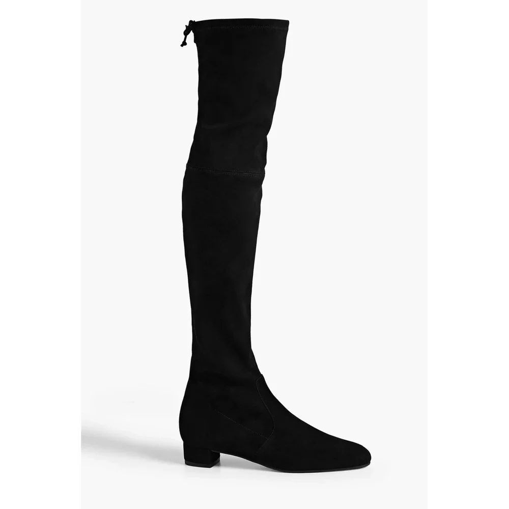 STUART WEITZMAN Genna Stretch-Suede Thigh Boots Pull On Style Drawstring‎ Sz 5